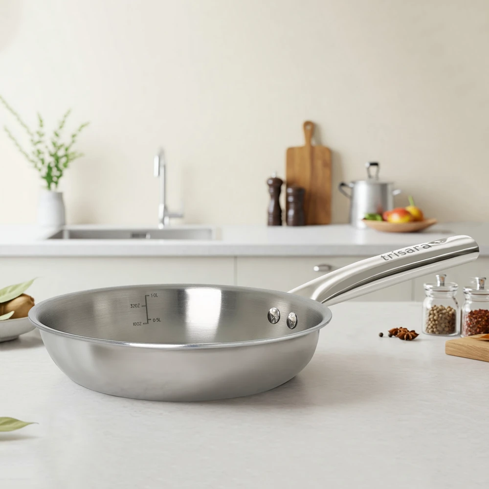 Triply Stainless Steel Fry Pan | Size: 24 cm | Capacity: 2000 ml - Image 4