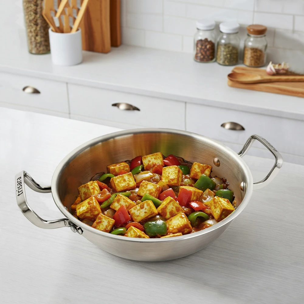 Triply Stainless Steel Kadhai with Lid | Size: 24 cm | Capacity: 2000 ml - Image 5