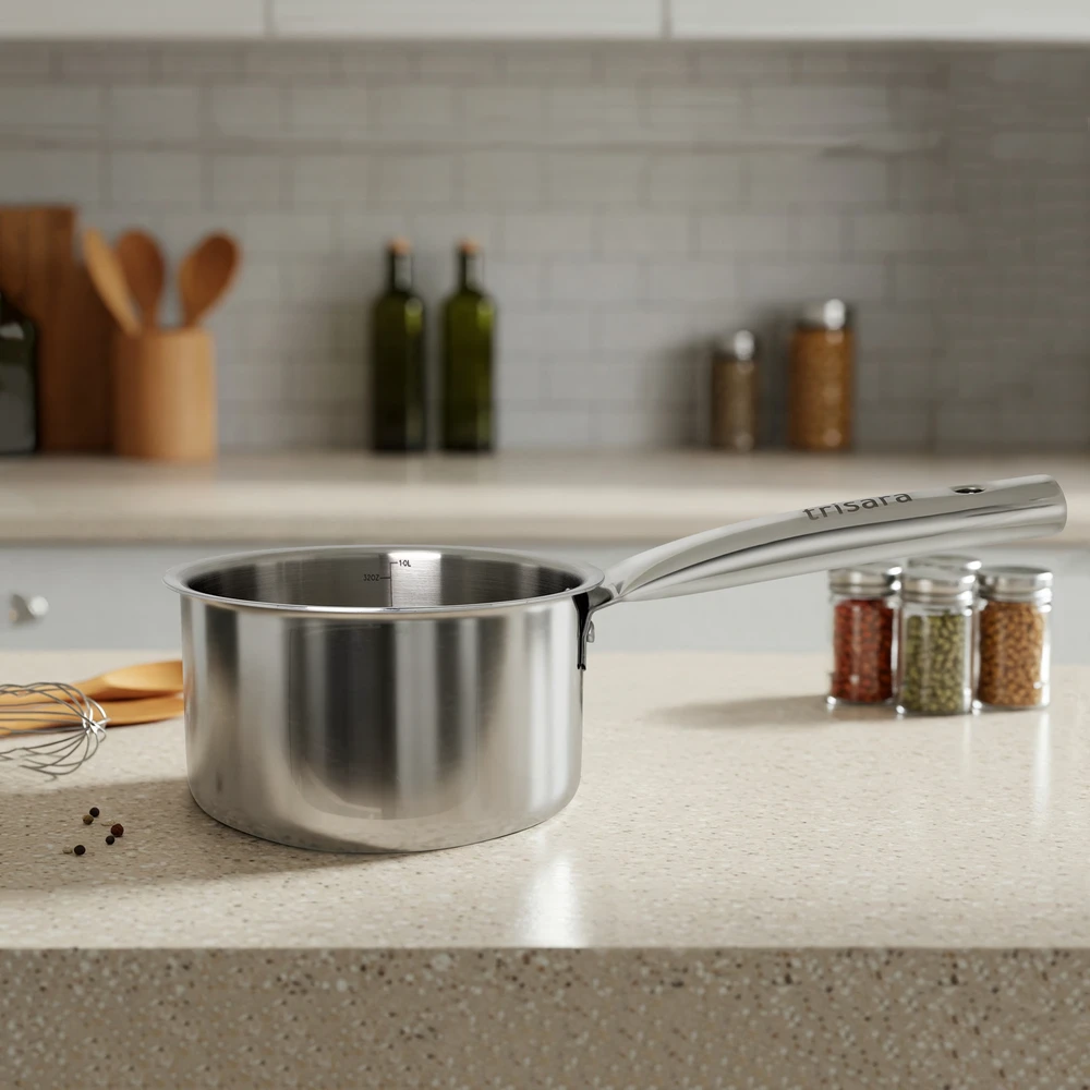 Triply Stainless Steel Saucepan | Size: 16 cm | Capacity: 1500 ml - Image 4