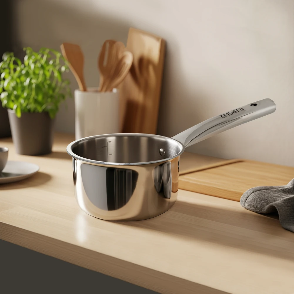 Triply Stainless Steel Saucepan | Size: 16 cm | Capacity: 1500 ml - Image 1