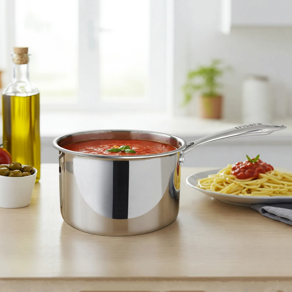 Triply Stainless Steel Deep Saucepan | Size: 16 cm | Capacity: 2000 ml - Image 1