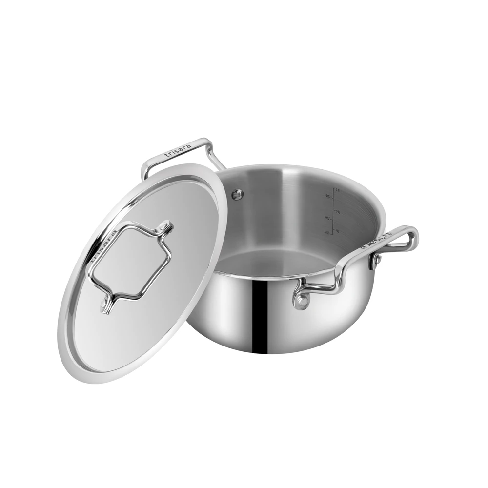 Triply Stainless Steel Casserole with Lid | Size: 20 cm | Capacity: 3000 ml - Image 2
